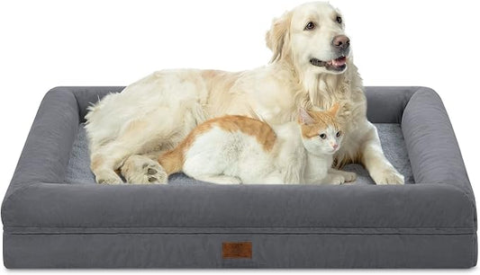 XL Orthopedic Dog Bed Waterproof for Extra Large Size Dogs | 360 Degree Bolster Support, Egg Crate Foam, Waterproof Liner, Non-Slip Bottom, Machine Washable Cover, 41 x 29 Inch by Yiruka