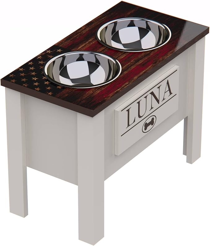 Elevated Dog Bowls for Large Dogs, Personalized Food Stand for Large Breed | Farmhouse Style, Elevated Wood Stand, Storage Container, Stainless Steel Bowls, Raised Anti-Slip Feeder, Made in USA - Image 4