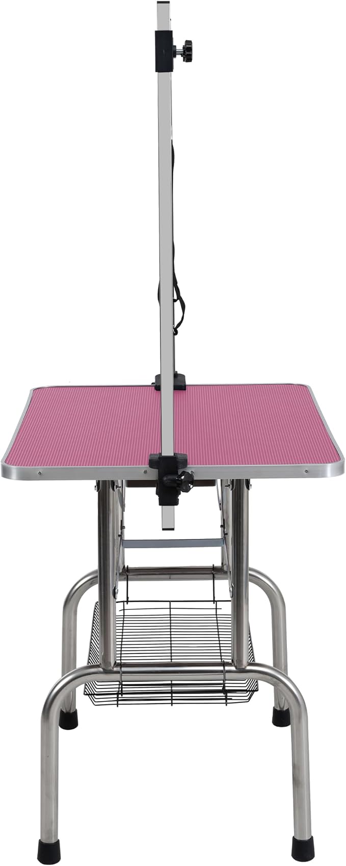 Professional Dog Pet Grooming Table Adjustable Heavy Duty Portable w/Arm & Noose & Mesh Tray (Pink, 36") - Image 9