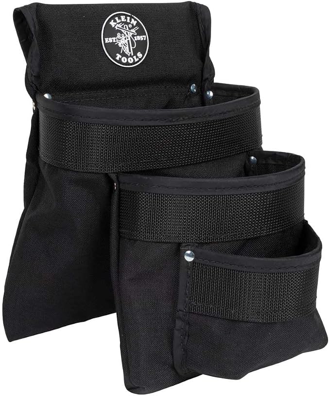 Klein Tools 5703 Tool Pouch, PowerLine Series Utility Pouch Fits Tool Belts up to 2.5-Inch, Strong Rivet Reinforced Stitching, 3-Pocket - Image 8