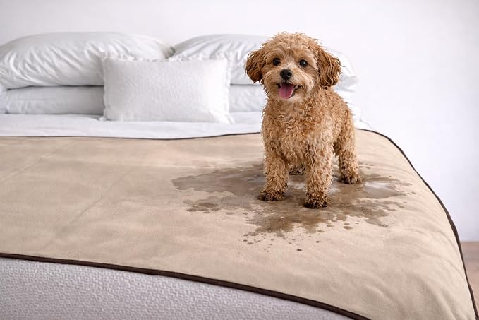 The Original Good-Time Brown/Beige Waterproof Blanket Jumbo 80x60 | 100% Leakproof for Messy Moments, Pets and Spills, Machine Wash & Dry - Image 4