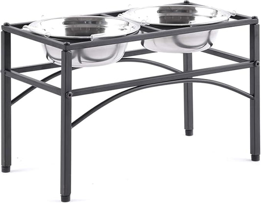 Elevated Dog Bowls Raised Pet Feeder Cat Food Water Diner Stand Set | W/ 2 Removable Stainless Steel Bowls for Medium-Sized Dogs 10.62" in Height Protect Your Pets' Spine by FUNKEENPETHOUSE