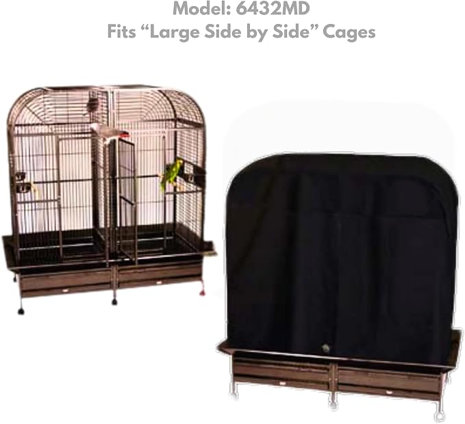Cozzzy Covers Model 6432 MD Universal Cage Cover 60" H Poly-Cotton Black for Side-by-Side Bird Cages 64" W x 32" D for Large Birds Sleep and Light Reduction - Image 2