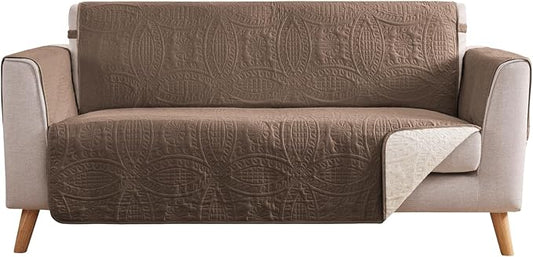 Toffee Loveseat Covers 2 Cushion Couch, Water-Repellent Sofa Cover for Love Seat, Washable Quilted Couch Covers, Pet Friendly Sofa Slipcovers (Loveseat 56", Raw Umber) by Pamhaven