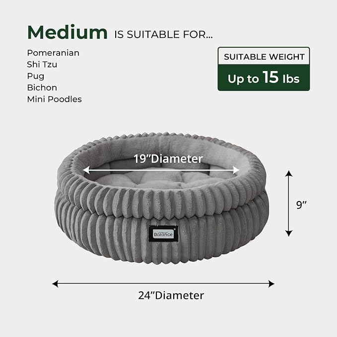 BALANCE Cat Bed Kitten Bed, Washable Round Cat Beds for Indoor Cats,Super Soft Plush Faux Fur Pet Bed for Puppy and Kitten with Anti-Slip Bottom - Image 5
