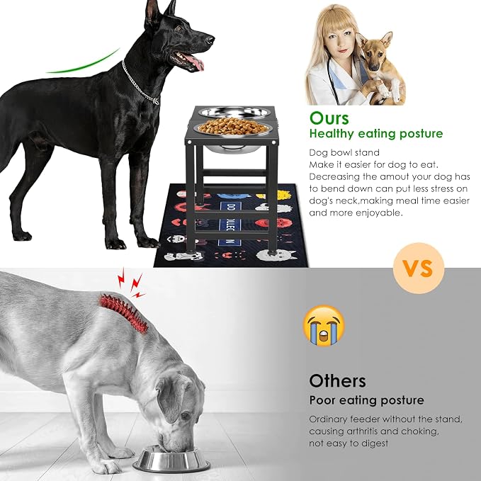 ADENGL Metal Elevated Dog Bowl for Large  Raised Bowl Stand with Sprill Proof Mat and 2000ML Pet Bowls, Food & Water Bowls 16" Tall Dog Feeder for Large Breed - Image 2