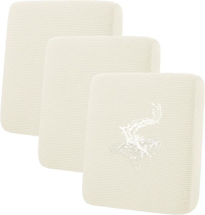 hyha Waterproof Couch Cushion Covers for Pets, Non Slip Sofa Seat Cover | Stretch Jacquard Fabric, Elastic Bottom, Non Slip Fit, Waterproof Protection, Pet Hair Protection (3 Pieces) by hyha