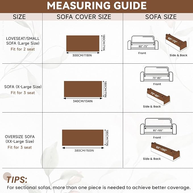 VClife Large Sofa Cover Chenille Couch Cover for 2 Cushion Couch Sofa, Modern Beige Chocolate Striped Couch Covers for Kids Washable Sectional Sofa Protector with Tassel 71"X118" - Image 4