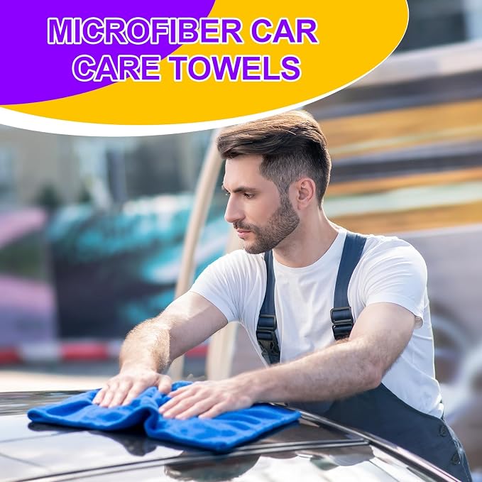 Nuenen 60 Pcs Microfiber Cleaning Cloths for Cars 16 x 16 Inch Ultra Absorbent Car Towels Drying Reusable Cleaning Supplies House Kitchen Window Microfiber Towel (6 Color) - Image 5