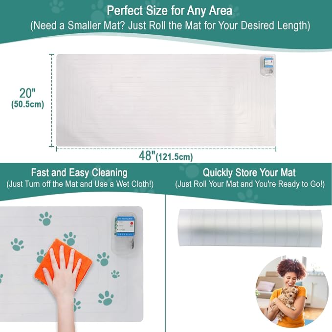 SEERWAY Scat Pet Shock Mat 2 Pieces, Shock Pads for Dogs and Cats Training Indoor, Electric Repellent Mat Keeps Pets Off Couch, Sofa, Countertop, 3 Modes, 2 Pieces Same Size, Battery Operated - Image 4