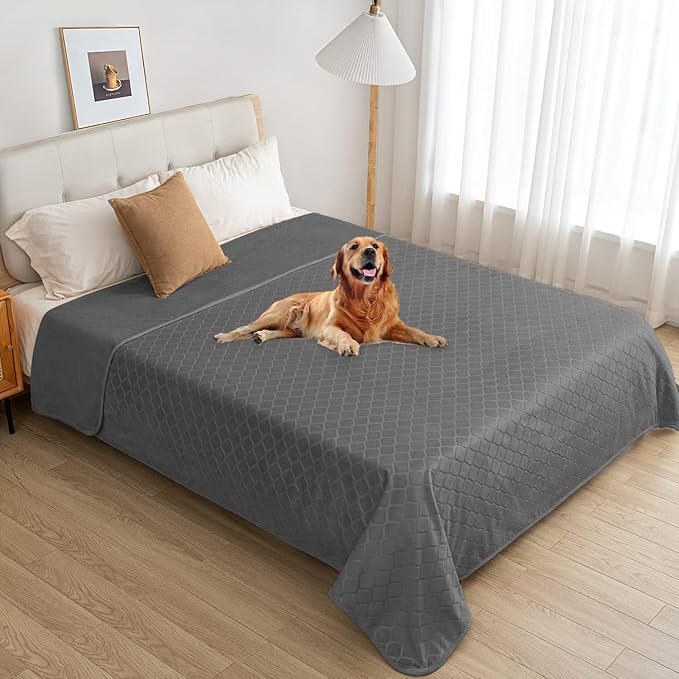 fuguitex Waterproof Dog Blanket Bed Cover Dog Crystal Velvet Moroccan Fuzzy Cozy Plush Pet Blanket Throw Blanket for Couch Sofa(30 * 70 inch, Dark Grey+Grey) - Image 6