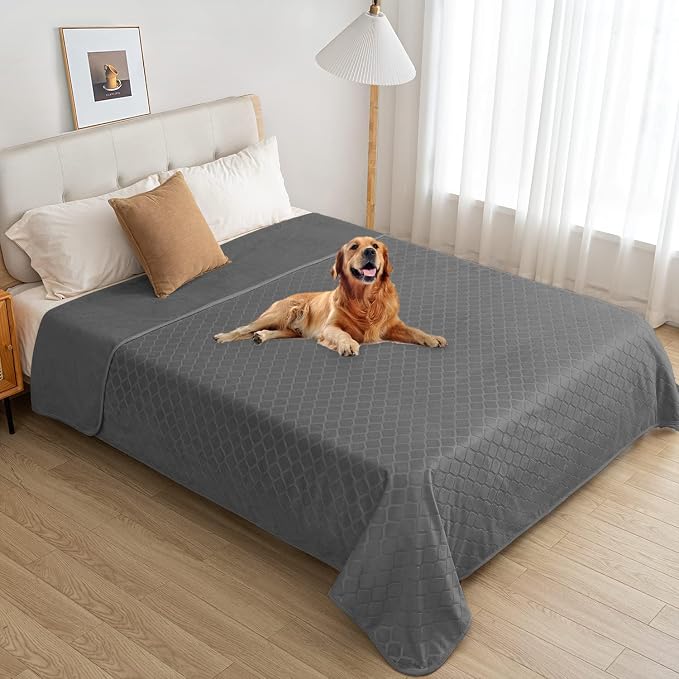 fuguitex Waterproof Dog Blanket Bed Cover Dog Crystal Velvet Moroccan Fuzzy Cozy Plush Pet Blanket Throw Blanket for Couch Sofa(30 * 70 inch, Dark Grey+Grey) - Image 6