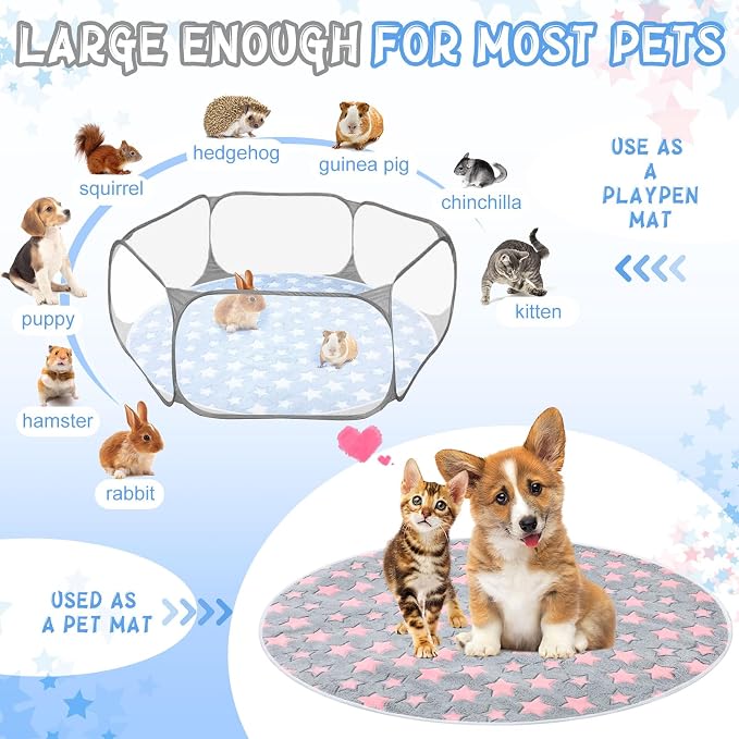Hahafelt 4 Pcs Round Whelping Pee Pads Washable for Dogs Waterproof Pet Training Mats Reusable Puppy Whelping Pads Non Slip Cat Dog Bed Mat for Crate Kennel(Large Star,32 Inches) - Image 6