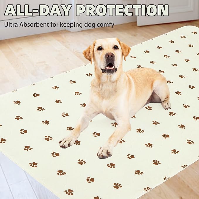PUPTECK Washable Pee Pads for Dogs Dog Training Pads 2 Pack Beige 36x72 in | Reusable Puppy Potty Training Pads Whelping Mat Pet Food Feeding Mat Leakproof Fast Absorption Non-Slip for Couch, Crate - Image 8