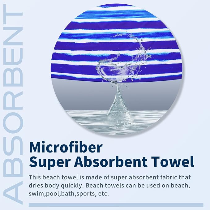 TwoYek Microfiber Beach Towel Extra Large 71x32 Stripes Floral 2 Pack | Thin & Lightweight, Sand Free, Super Absorbent & Quick Dry, Oversized Towels for Beach Bath Pool Swim Travel Essentials Gift - Image 6