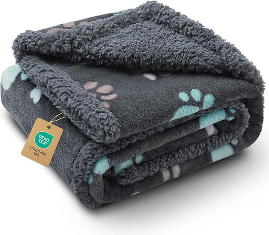Luciphia Waterproof Pet Blankets for Couch Sofa Bed Cover Cat Liquid Pee Proof Washable Soft Fluffy Large Dog Blanket Reversible Furniture Protection Puppy Grey Paw Thicken Medium（57" x 40"） | Soft Print Pet Blanket Washable Pee Proof, Furniture Protec... by luciphia