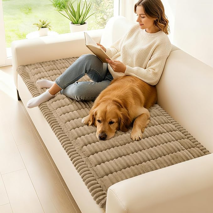 hyha Couch Cover for Dogs, Washable Non Slip Plush Flannel Sofa Protector | Thick Flannel, Silicone Anti-Slip Backing, Pet Hair & Scratch Protection, Fits Sofa & Loveseat (27.6" x 47") - Image 2