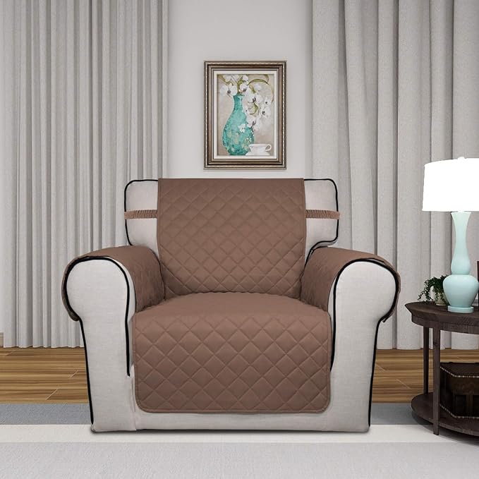PureFit Reversible Chair Sofa Cover Dog Couch Covers for Sofa, 25.5 in | Brown/Beige, Water Resistant Couch Protector, Washable Pet Couch Cover with Non Slip and Elastic Straps For Kids - Image 2