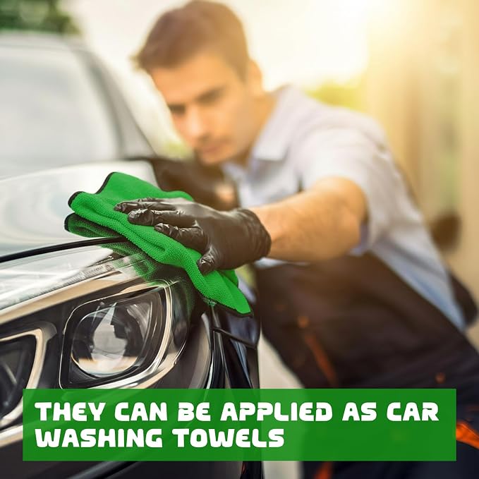 Tallew 50 Pcs Microfiber Towels:16"x16" Microfiber Drying Towels Bulk Micro Fiber Car Cleaning Cloth for Cars Drying Washing Polishing Office Windows Cleaning Household Supplies (Green,Gray) - Image 7