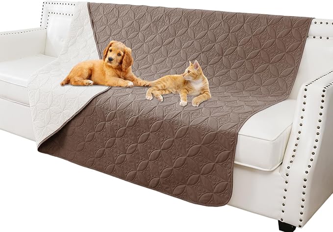 Waterproof Couch Cover for Dogs - Washable Pets Furniture Protector | TPU Leak-Proof Liner, Lightweight & Reversible, Fits Chair, Sofa, Bed, 52" x 82" , Chocolate/Cream by TuffeelHome