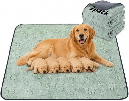 LOOBANI Whelping Pads 48"x48", 2 Pack Reusable Pee Pads for Dogs, Playpen | Super Absorbent, Waterproof, Leakproof, Washable Puppy Pads For Potty Training, Floor, Crates, Couch, Bed,Incontinence by LOOBANI