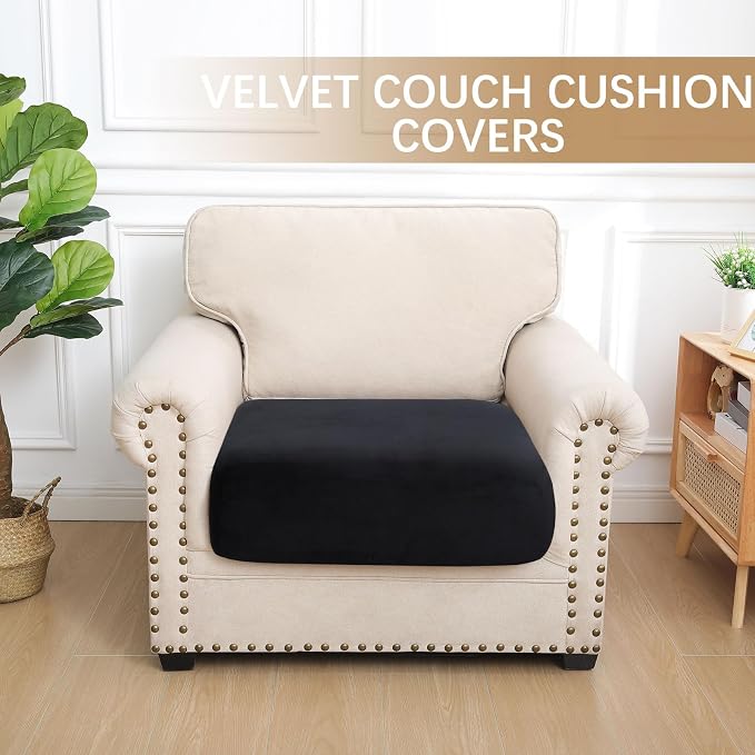 hyha Velvet Couch Cushion Covers, Sofa Covers for Cushion Couch Washable | Soft Plush Sofa Slipcover, Elastic Bottom, Non-Slip Wear Resistant Furniture Protector, Ideal For Pets & Kids, Small - Image 5