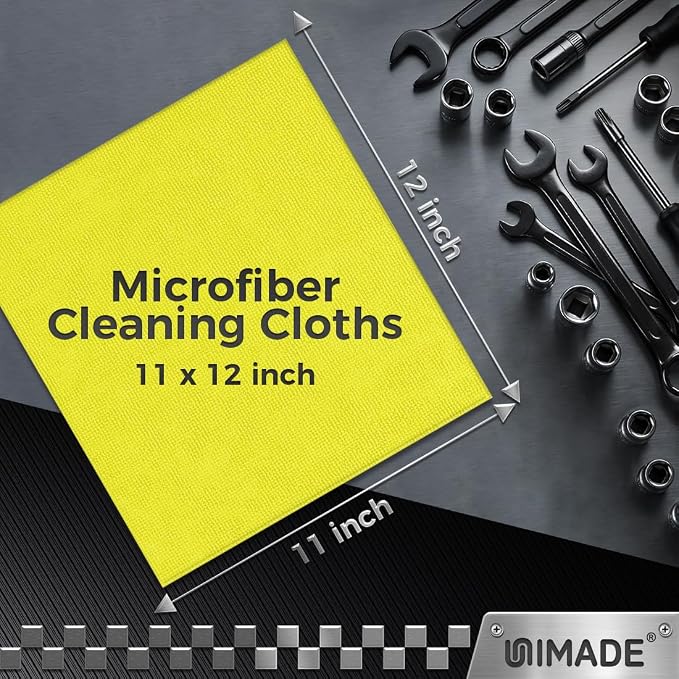 UNIMADE Microfiber Cleaning Cloth, 24 Pack Reusable Microfiber Towels | for Cars Lint Free Cleaning Shop Towel Rags for Home Kitchen Automotive Bar Mechanic Restaurant Garage, 11"x 12", Multicolor - Image 3