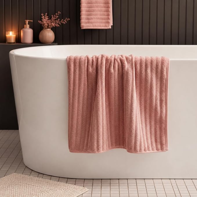 2 Piece Bath Sheets, 40"x80" Microfiber Bath Towels, Pink | Extra-large size, Quick dry, Highly Absorbent, Lint Free，shower towels for bathroom gym spa，Big and Tall users - Image 2