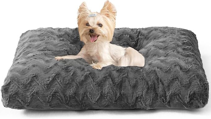EHEYCIGA Washable Small Dog Bed for Crate 23x18 Inch, Kennel Pad for Puppy Up to 25 lbs, Plush and Comfy Pet Sleeping Mat, Charcoal by EHEYCIGA