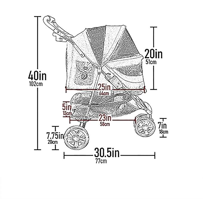 Pet Gear No-Zip Special Edition 3 Wheel Pet Stroller for Cats/Dogs, Zipperless Entry, Easy One-Hand Fold, Removable Liner, Cup Holder, Gold Monogram