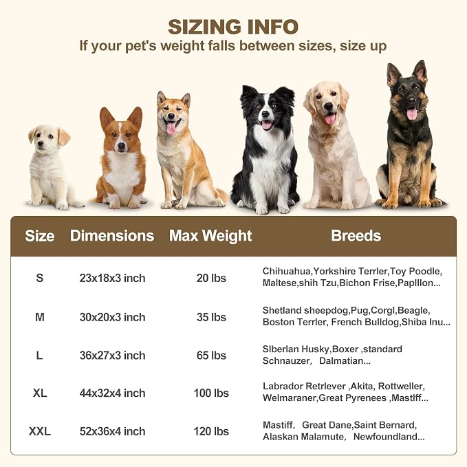 Orthopedic Dog Beds for Medium Dogs, Fluffy Faux Rabbit Fur Pet Bed with Removable Washable Cover, Dog Bed Mat with Egg Crate Foam & Waterproof Lining, Anti Slip Bottom, Light Khaki,30"x20"x3" - Image 9