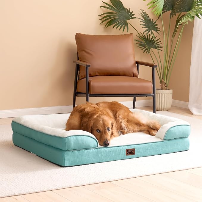 EHEYCIGA Orthopedic Dog Beds Large Sized Dog, Waterproof Washable Pet Bed | Non-Slip Bottom and Egg-Crate Memory Foam XL Dog Couch Bed with Washable Removable Cover, Turquoise Blue, 41Inch - Image 8