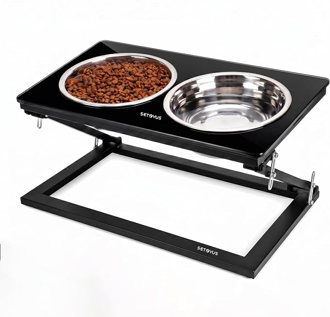Elevated Dog Bowl, Adjustable Height and Tilt Angle Dog Bowl Stand | Precisely Adjust Height And Tilt Angle, Easy To Clean, Equipped With 2 Stainless Steel Food Bowls, Sturdy And Durable. by S-ETOVUS
