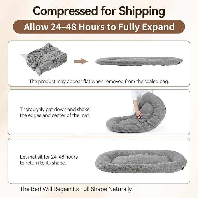XL Dog Bed Washable for Crate Extra Large Breeds 47x35 Dual-Sided | Reversible Plush & Oxford Pad, Warm & Cooling Cushion, All Seasons Comfort, Soft Thick Support, Oval, Grey Durable Fabric - Image 6