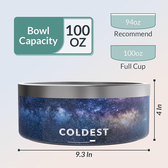 Coldest Dog Bowl - Anti Rust Metal, Non Slip, 3 Layers Insulated Stainless Steel Dog Bowls - Spill Proof & Heavy Duty - Water Bowl for Dogs, Cats & Pets, Dish Washer Safe (100 oz, Into The Beyond) - Image 4