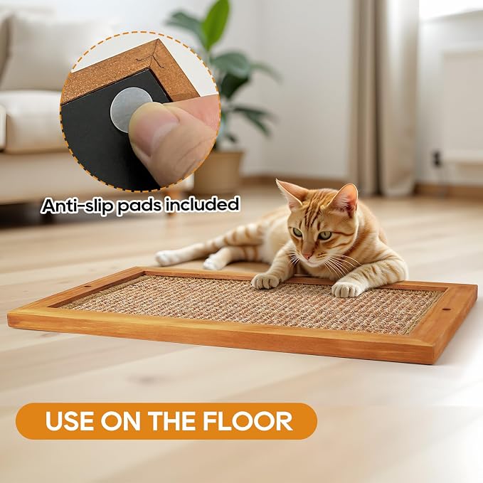 Cat Scratching Post - 2PCS Large, Wooden Sisal Cats Wall Scratcher, Floor or Wall Mounted Vertical Cat Scratch Pad for Indoor Cats Adults or Kittens, Cat Wall Furniture Protector - Image 4