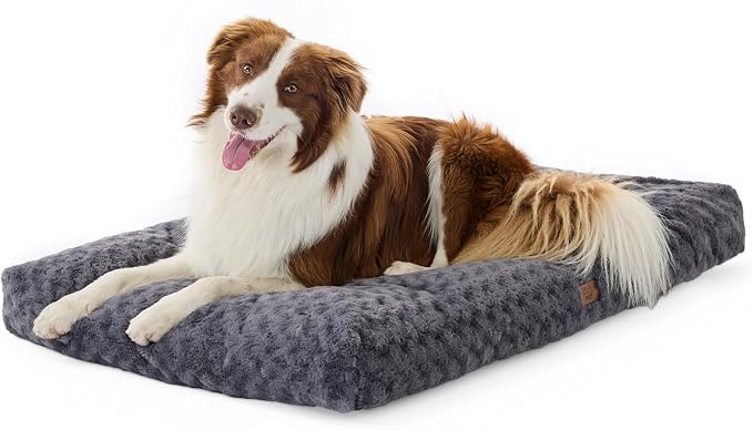EGOHOME Dog Bed for Large Dogs, Shredded Memory Foam, Washable, Non-Slip | Balanced Support Foam, CertiPUR-US, Removable Washable Cover, Rose Velvet, Dog Crate Bed & Kennel Pad, 35 x 23 Inch, Gray by Unknown