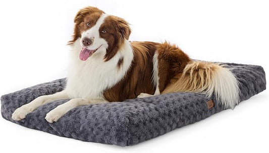 EGOHOME Dog Bed for Large Dogs, Shredded Memory Foam, Washable, Non-Slip | Balanced Support Foam, CertiPUR-US, Removable Washable Cover, Rose Velvet, Dog Crate Bed & Kennel Pad, 35 x 23 Inch, Gray by Unknown