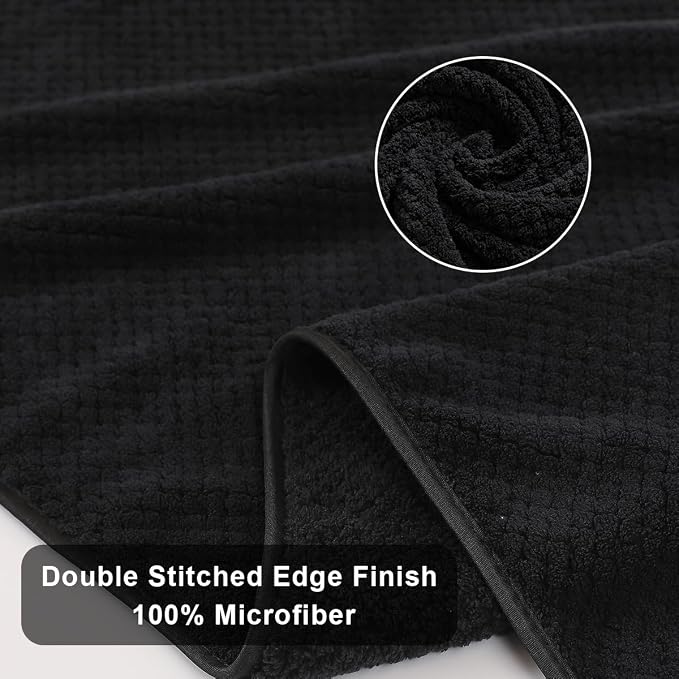 Black Bath Towels Set 35x70 Inches - Luxury 600 GSM Oversized Bath Sheet Towel,Extra Large Microfiber - Quick Dry,Highly Absorbent,Super Soft Shower Towels Spa Hotel Bathroom Towel Set (4-Pack) - Image 9