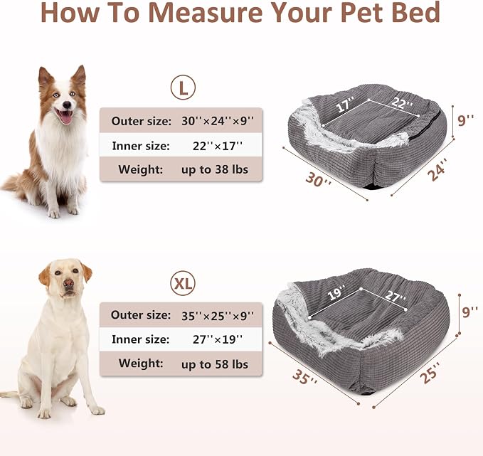 MIXJOY Dog Beds for Large Medium Small Dogs, Rectangle Cave Hooded Blanket Puppy Bed, Luxury Orthopedic Cat Beds for Indoor Cats, Warmth and Machine Washable (35 inches, Grey) - Image 5