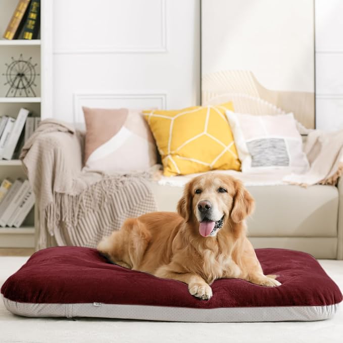 Magic Dog Super Soft Extra Large Dog Bed, 47 Inches Jumbo Orthopedic Foam Pet Beds with Anti Slip Bottom, Dog Sleeping Mattress with Removable and Washable Cover, Burgundy XL - Image 8