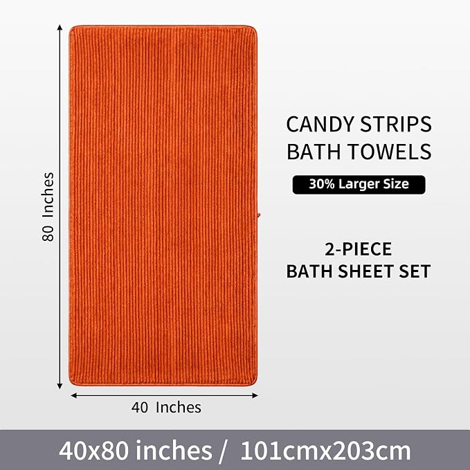2 Piece Bath Sheets, 40"x80" Bath Towels, Burnt Orange | Extra-large size, Quick dry, Highly Absorbent, Lint Free，shower towels for bathroom gym spa，Big and Tall users - Image 8