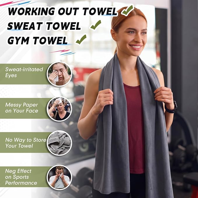 Mixweer 4 Pack Gym Microfiber Bath Towels 63"x32" Extra Large Shower Towel Lightweight Oversized Fast Drying Bathtowel for Gym Sports Travel Camping(Royal Blue, Military Green, Dark Gray, Medium Gray) - Image 3