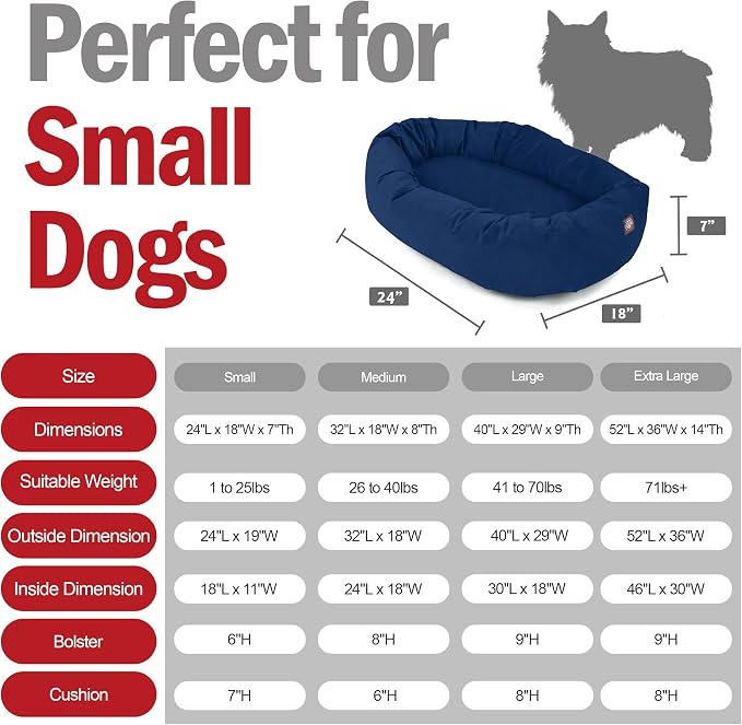 Majestic Pet 24 Inch Suede Calming Dog Bed Washable – Cozy Soft Round Dog Bed with Spine Support for Dogs to Rest Their Head - Fluffy Donut Dog Bed 24x19x7 (Inch) - Round Pet Bed Small – Navy (2025) - Image 3