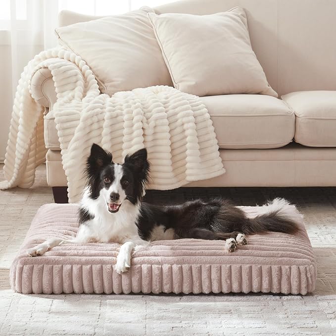 Dog Bed Medium Size Dog, Flat Pet Beds with Removable Washable Cover, Pet Mat Cute Crate Bed Thick Shredded Chopped Crate Foam & Anti Slip Bottom for Indoor - Image 8