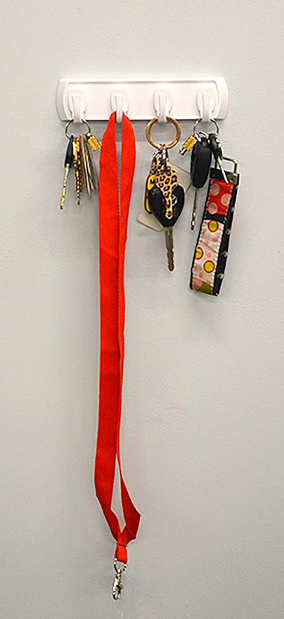 HIGH & MIGHTY 515304 Key Rail Organizer Hook Rail, Easy Tool-Free Dry Wall Installation, Holds up to 5lbs, Small, White & White - Image 2