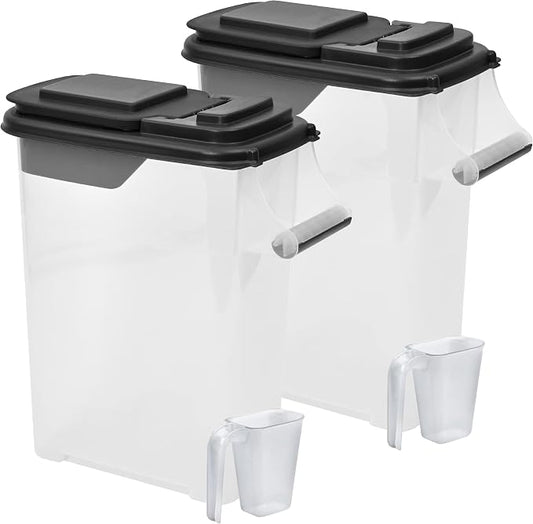 Buddeez Pet Food Storage Containers - Capacity Dog Food Storage Container, Cat Food Container, Bird Seed Storage Container, with Durable EZ Grip Handle, EZ Flip Lid & Scoop (2 Pack) 16 QT/16 LB by Buddeez