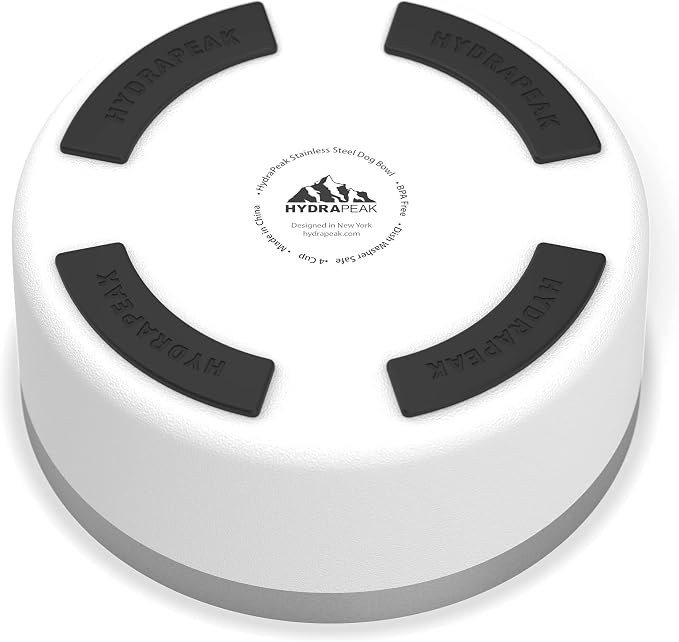 Hydrapeak Dog Bowl; Non Slip Stainless Steel; Water and Food Dish; Large Sized and Small Dogs; 32oz 64oz; Multiple Sizes; 4 Cup | White - Image 3