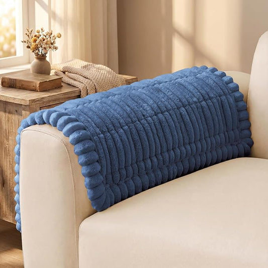 decorUhome Couch Cover for Dogs, Non Slip Fuzzy Thick Pet Sofa Protector | Pet Friendly, Soft Plush Fabric, Machine Washable, Fits Armrests, Single Seats & Backrest Cushions, Navy Blue, 27.6" x 27.6" by decorUhome