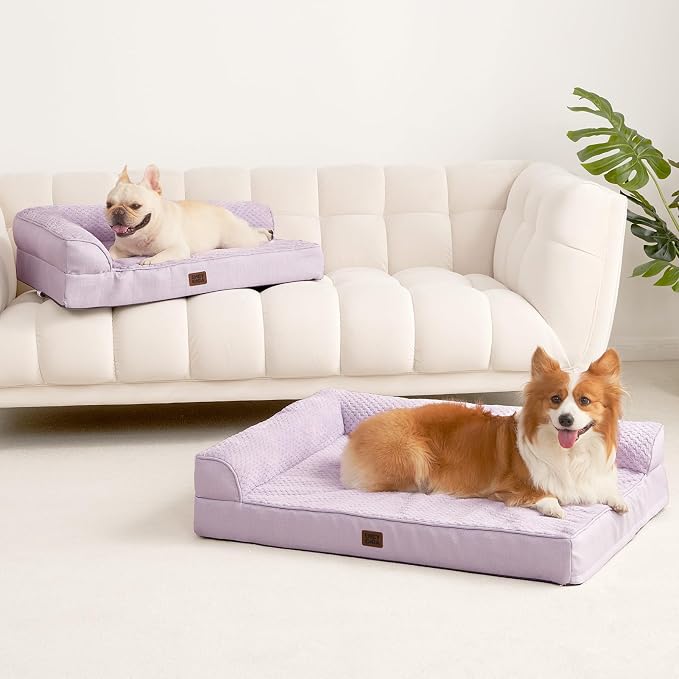 EHEYCIGA Extra Large Dog Bed Othorpedic, Memory Foam XL Dog Bed with Washable Removable Cover, Waterproof Pet Sofa Couch XLarge Size Dogs with Nonskid Bottom, 44x32x6.5, Lilac - Image 8